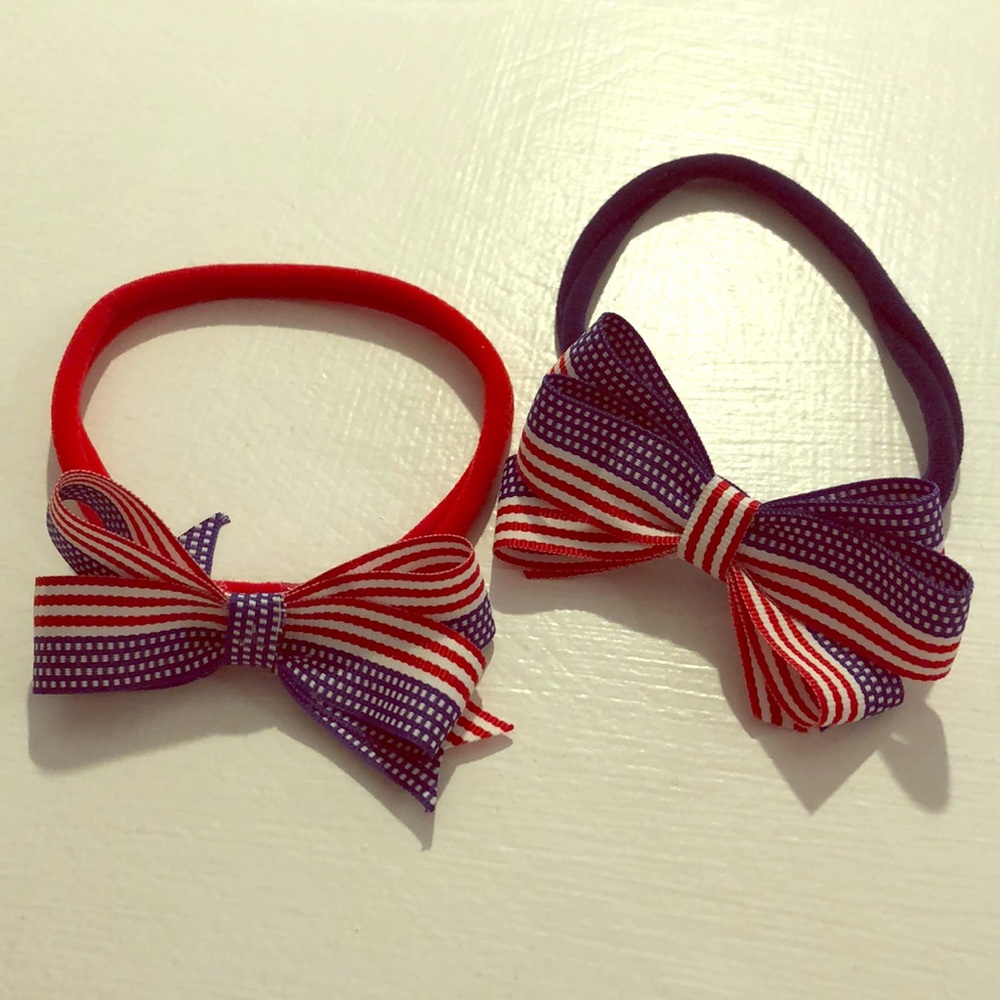 Set of 2 homemade 4th of July headband bows